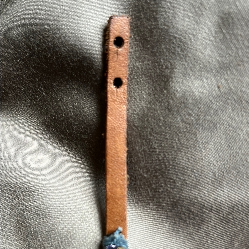 Vintage Abercrombie & Fitch Brown Leather Bracelet with Blue Beads - Picture 4 of 7